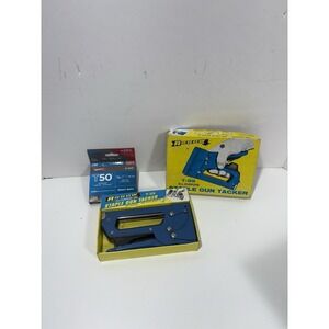 Vintage Blue Arrow T-55 Precession Made Staple Gun Tacker In Box + T50 Staples